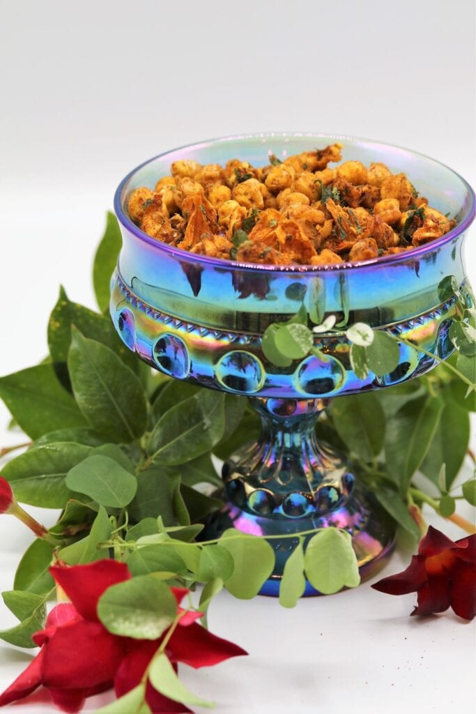 Red Pepper Chickpea Crunch presented beautifully